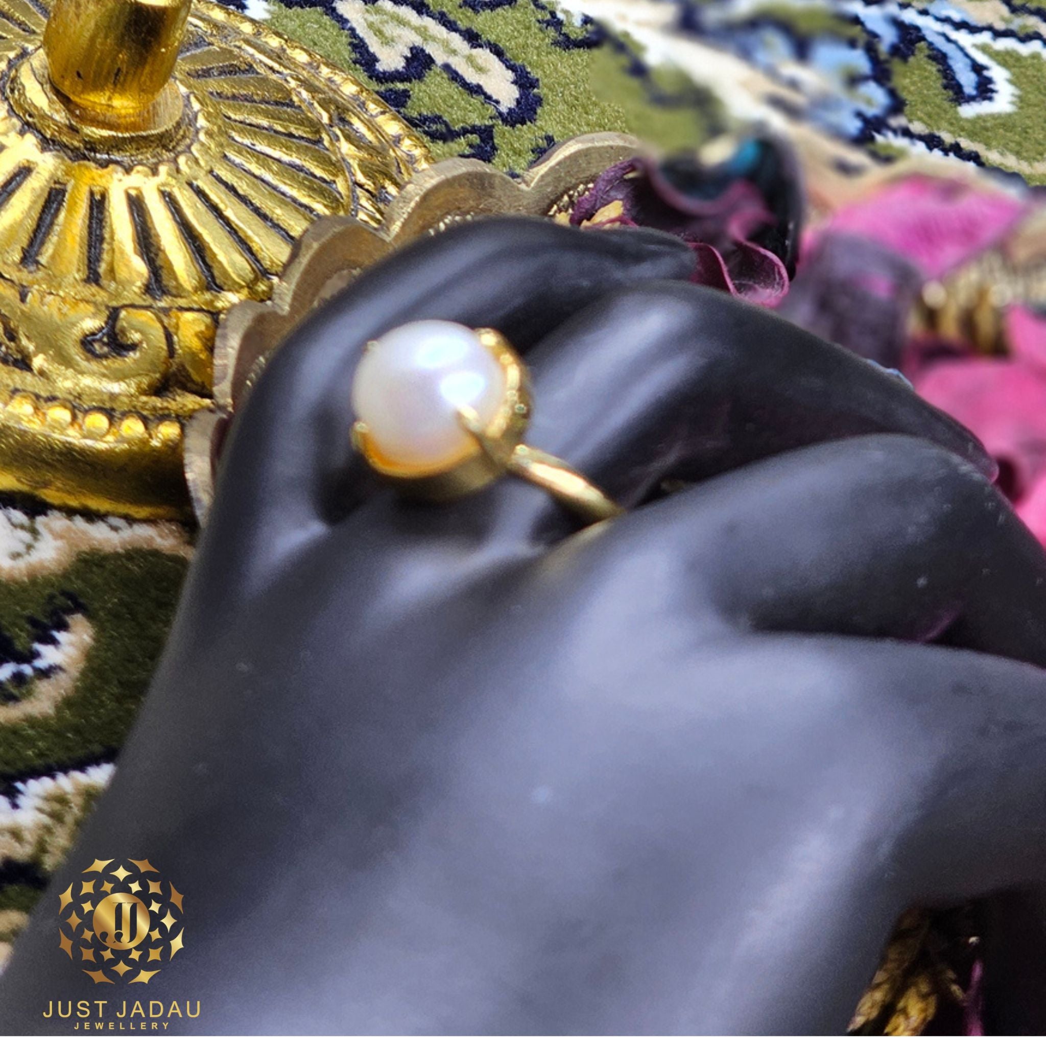 Real Pearls Jadau Finger Ring