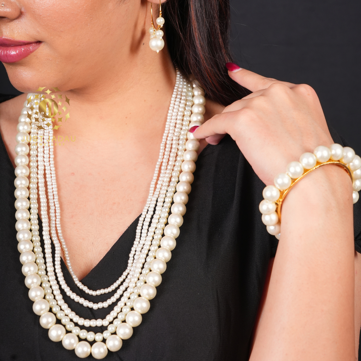 Ismat Pearl Layered Haar Combo Set