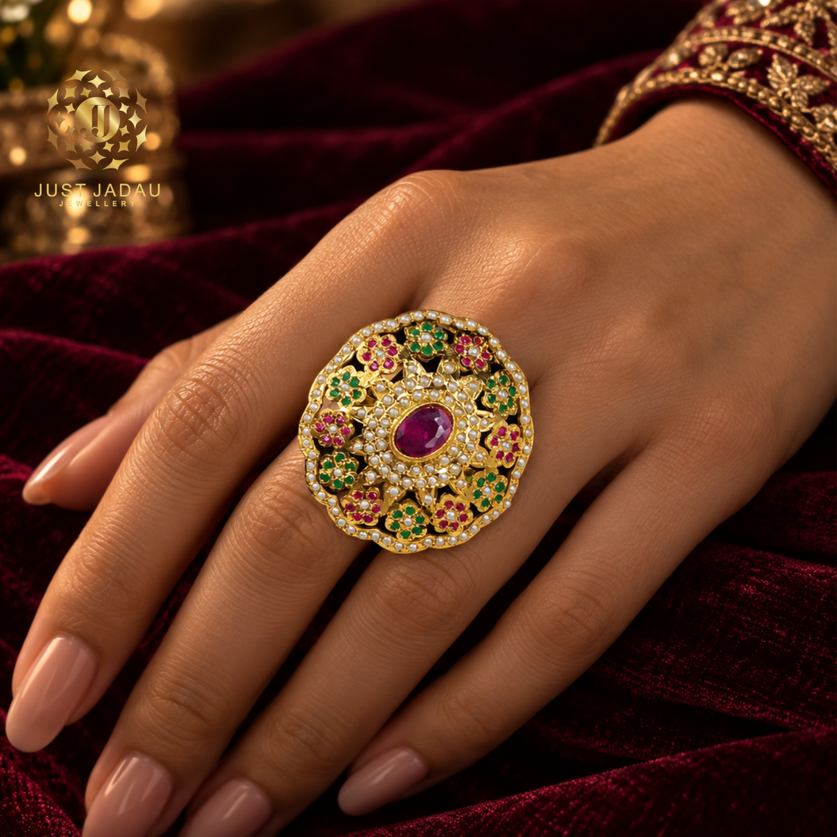 Karina Multi Statement Finger Jadau Ring