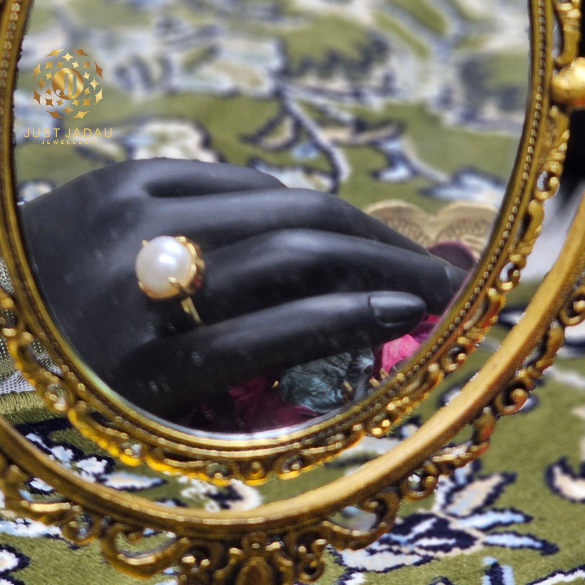 Real Pearls Jadau Finger Ring