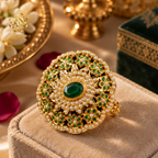 Karina Emerald Statement Finger Jadau Ring