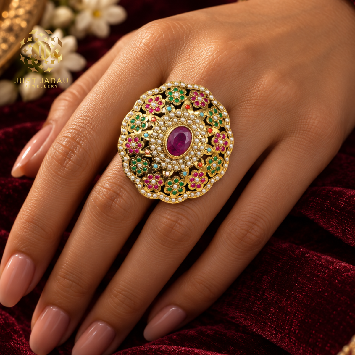 Karina Navratan Statement Finger Jadau Ring