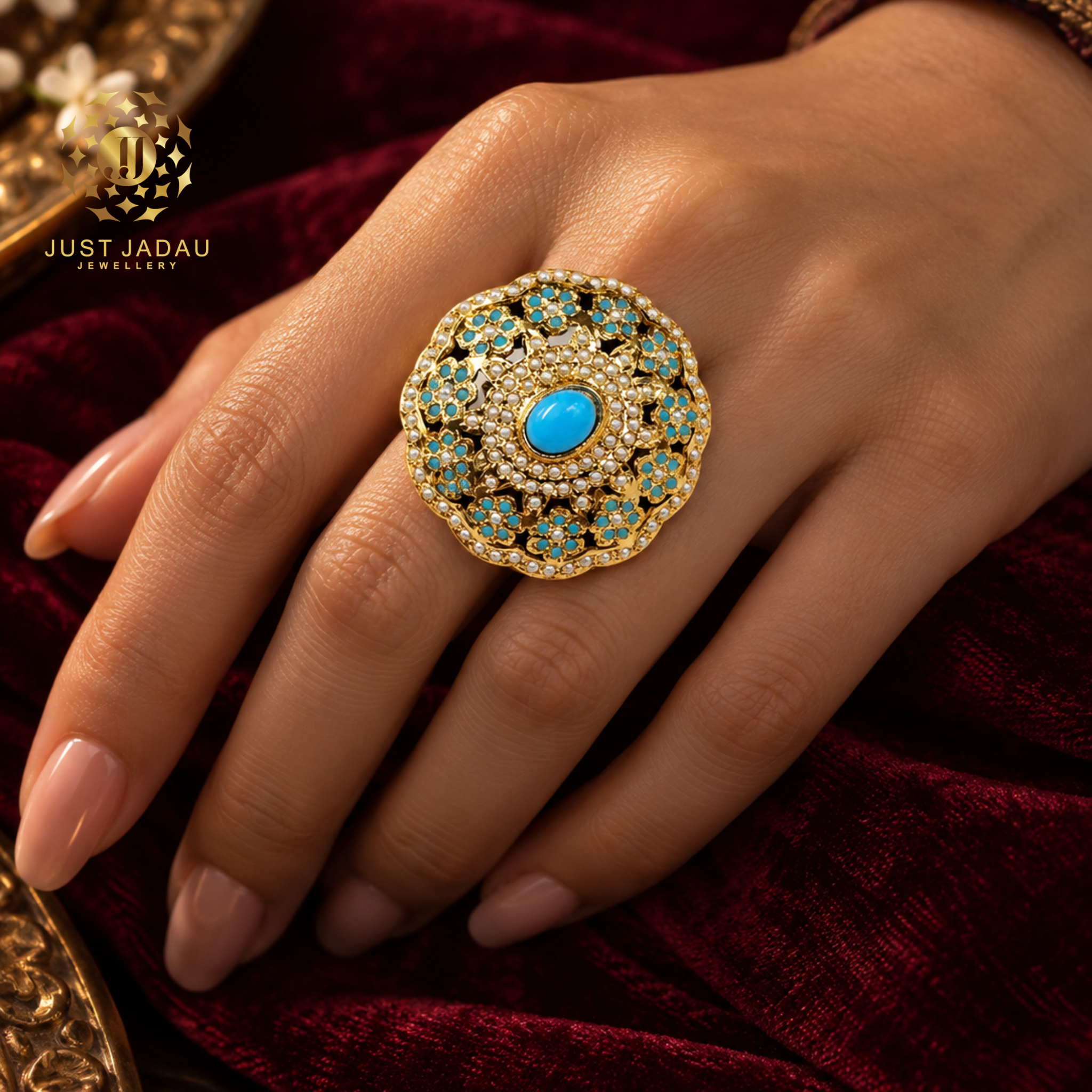 Karina Firoza Statement Finger Jadau Ring