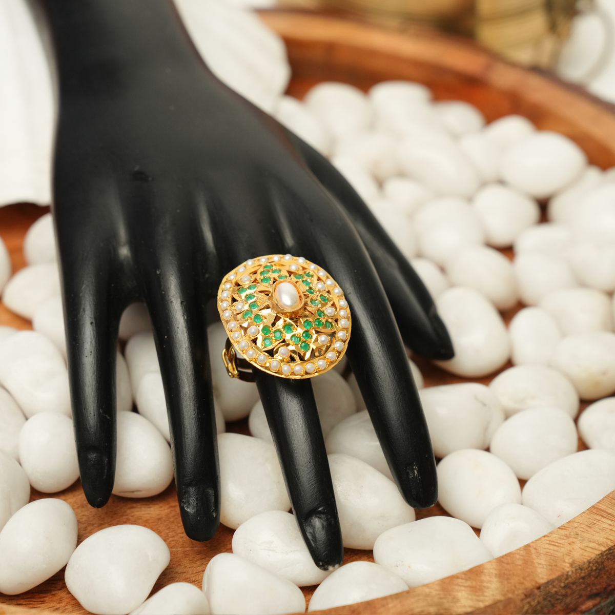 Anum Jadau Finger Ring Adjustable Size