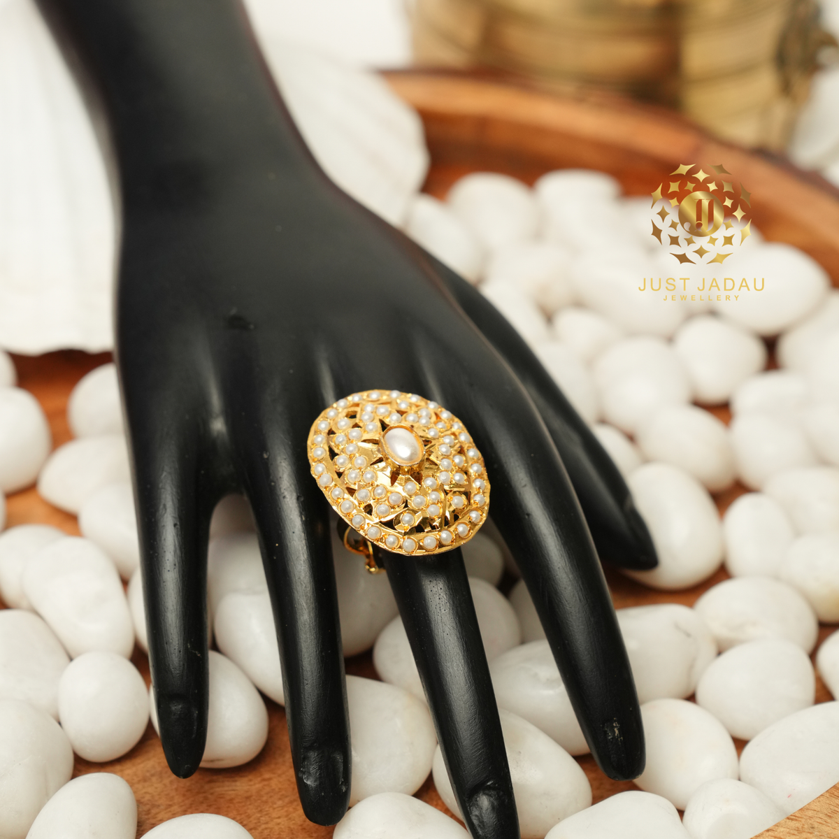 Anum Jadau Finger Ring Adjustable Size