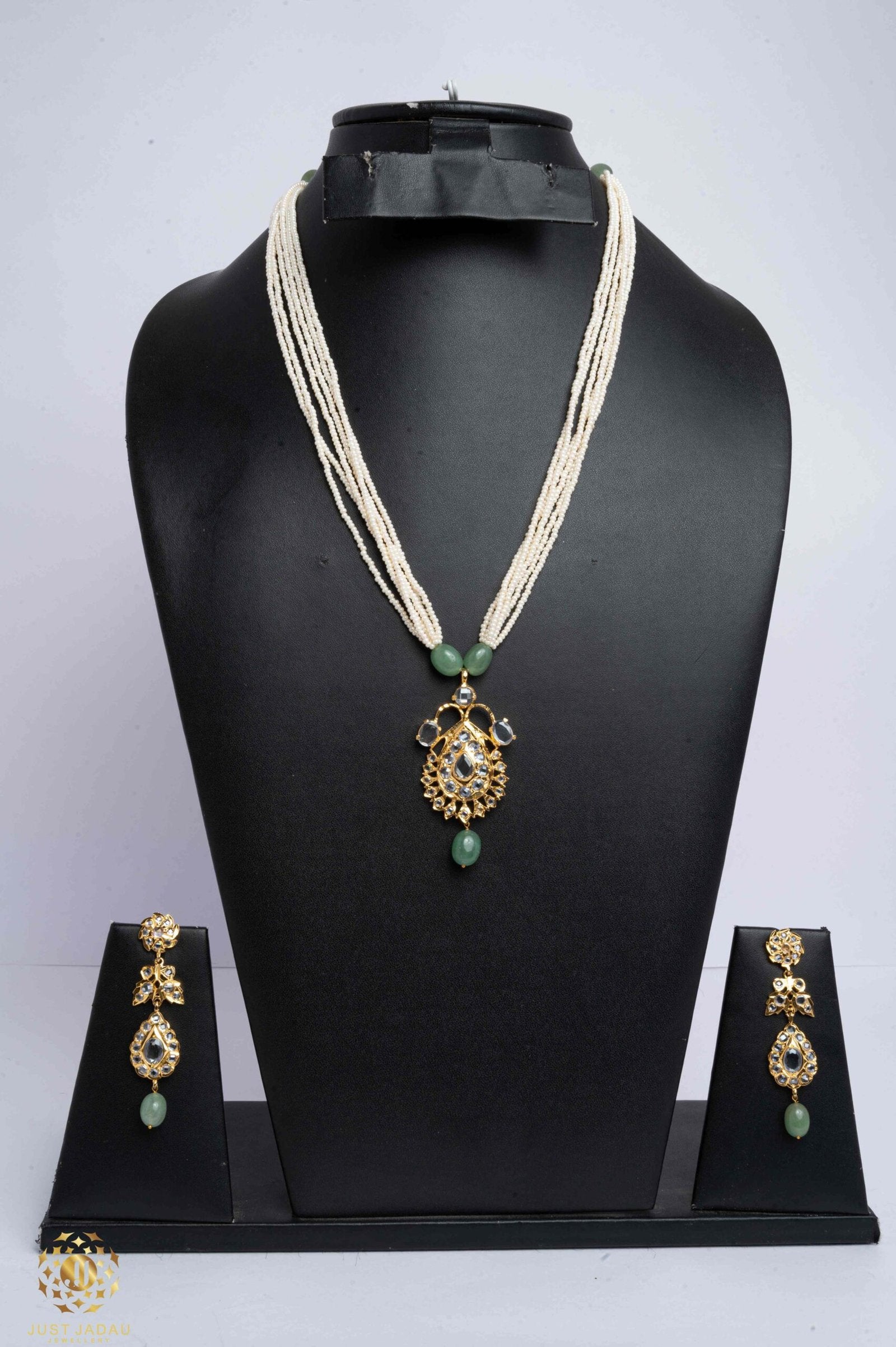 Aiza Bridal Set in Real Pearls n Real Emerald