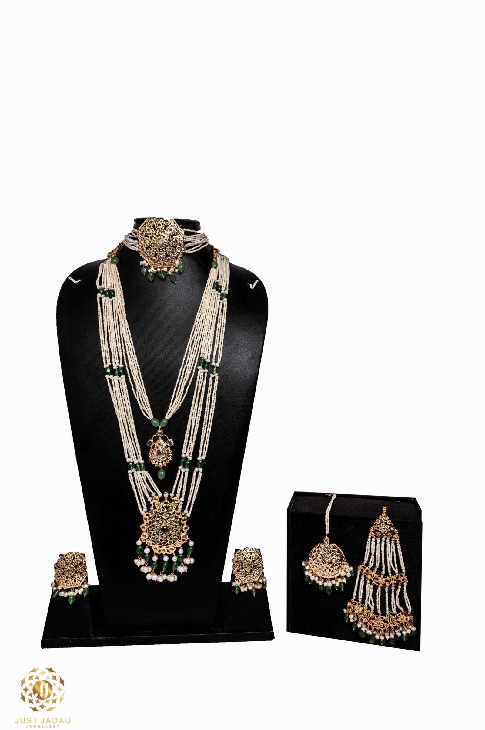 Aiza Bridal Set in Real Pearls n Real Emerald