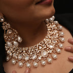 Aneeqa Necklace Set in Real Kundan