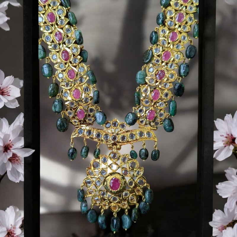Asif Jahi Haar In Real Emerald and Real Ruby