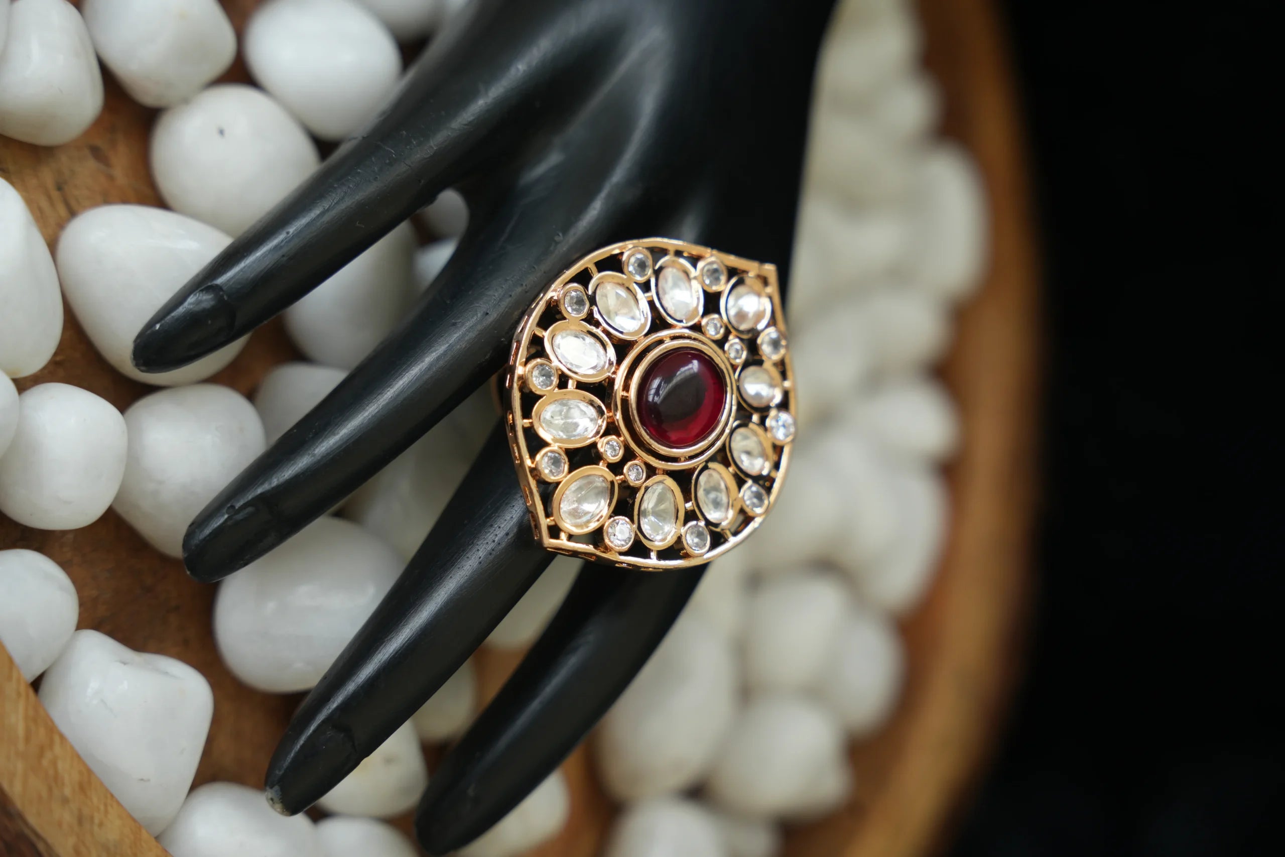 Atiqa Real Kundan Finger Ring