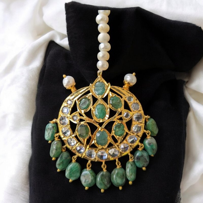 Ayah Bridal Set in Real Emerald and Pearls