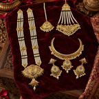 Nudrat Jadau Bridal Jewellery Set In Navratan Pearls