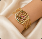 Royal Ruby-Emerald Jadau Hand Bracelet