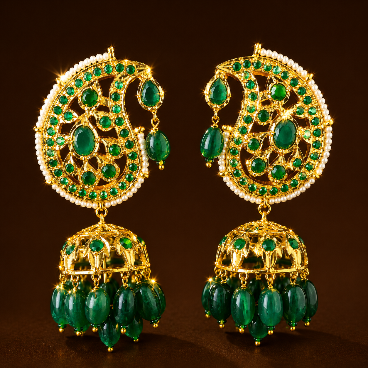 Saman jhumka emerald
