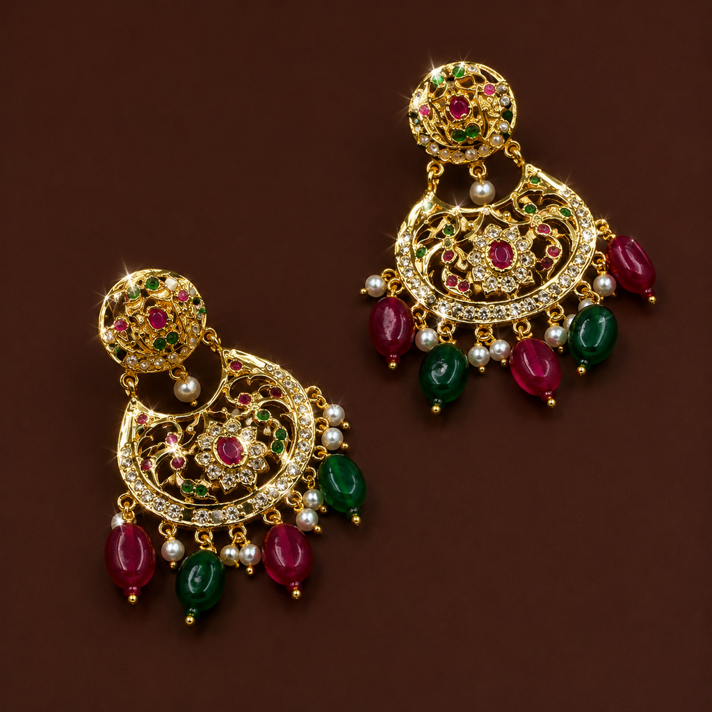 Roohin Chandbali (Emerald-ruby)