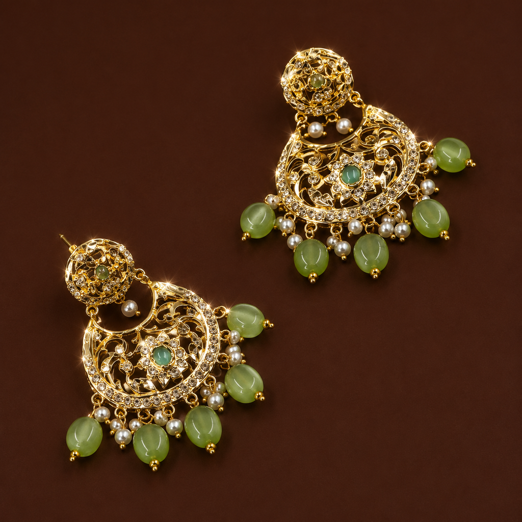 Roohin Chandbali (green emerald)