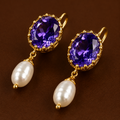 Bani Studs in Real Pearls (Amythist)