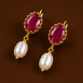Bani Studs in Real Pearls (Ruby)