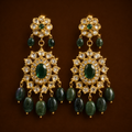Hayat Earrings in Real Emerald & Moissanite
