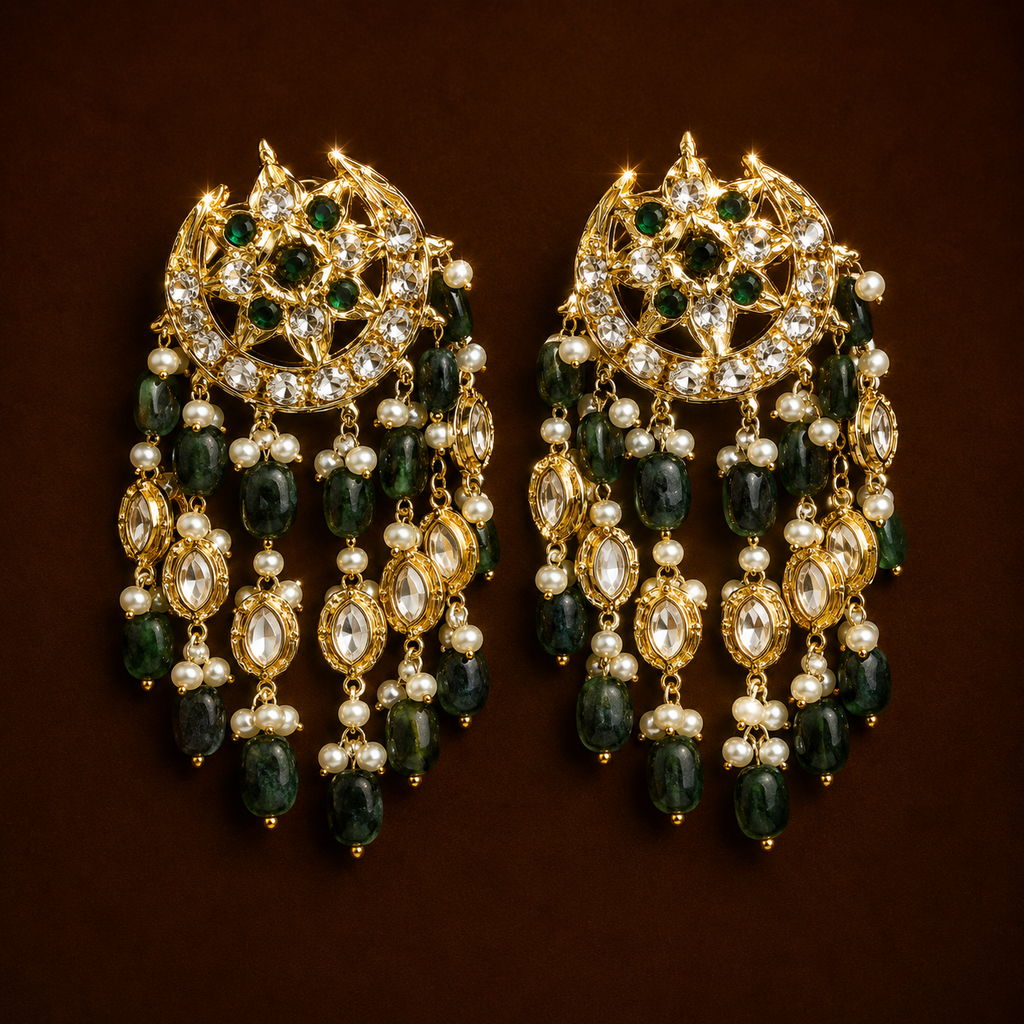 Noor Jhalar Real Pearls & Real Emerald