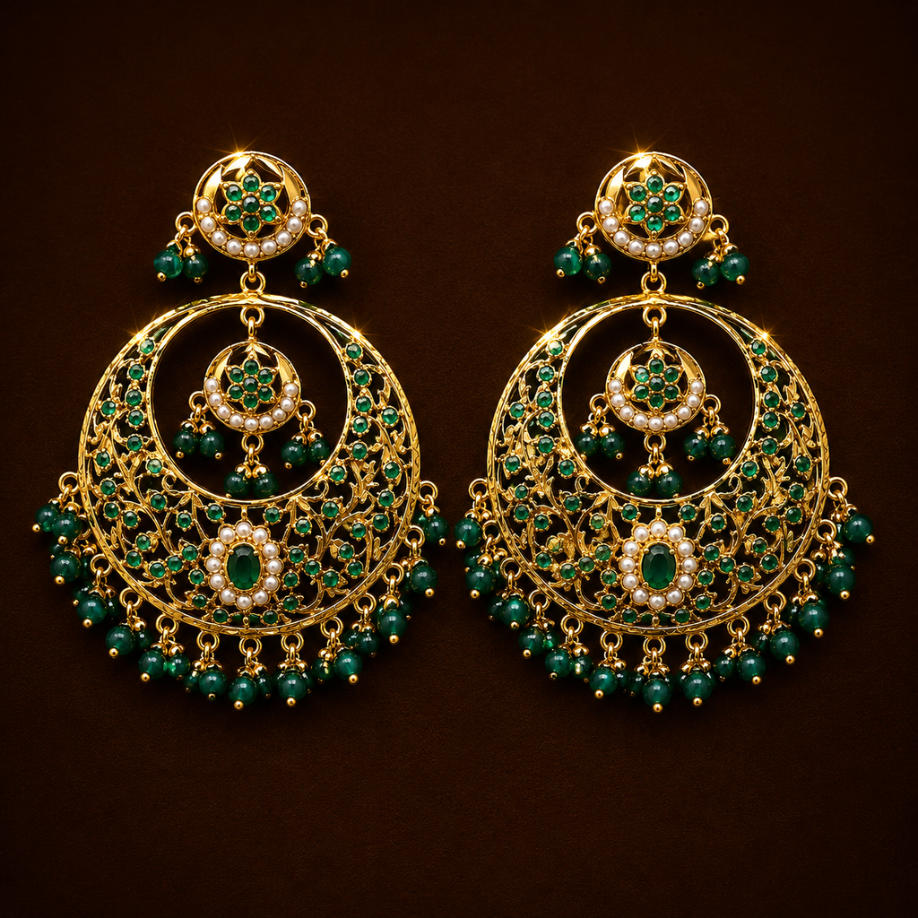 Hoorain Chandbali (Emerald)