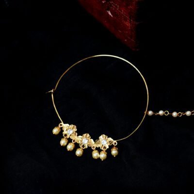 Buy Nizami Nath Online | 22K Gold Plated Traditional Jadau Nath – Royal & Elegant