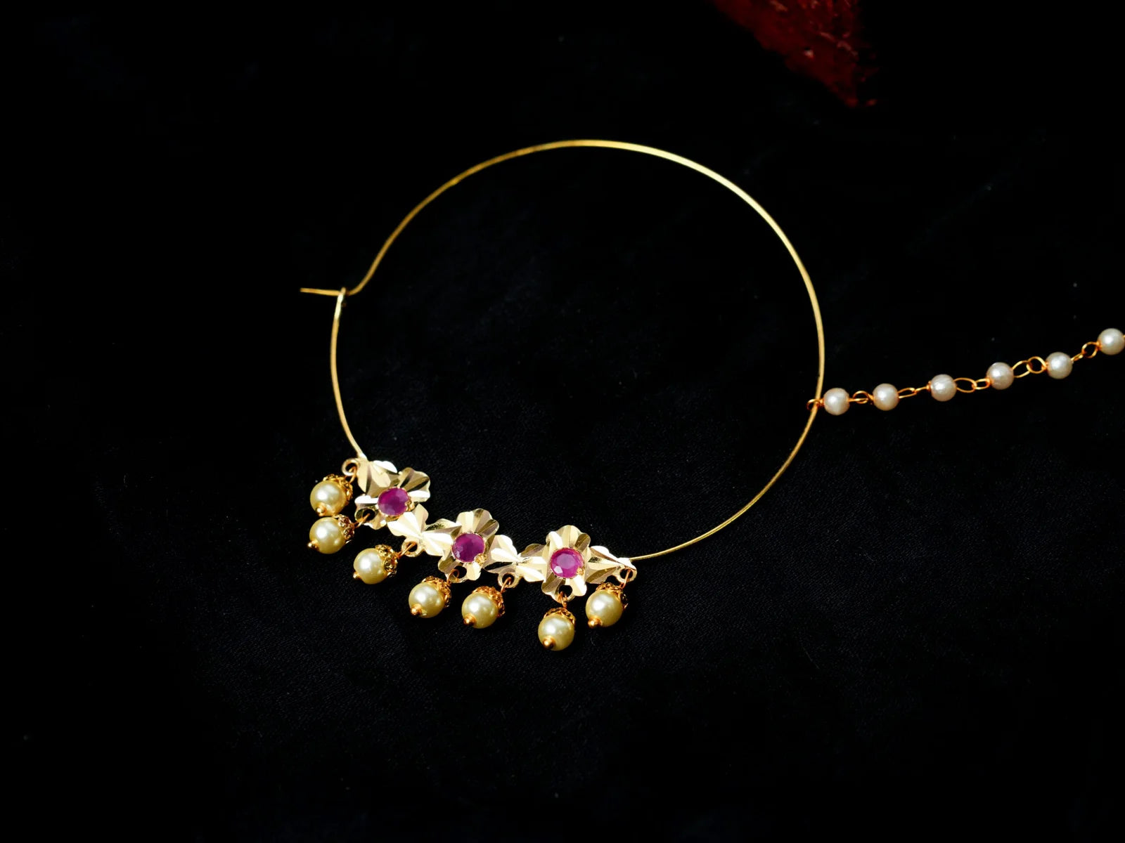 Buy Nizami Nath Online | 22K Gold Plated Traditional Jadau Nath – Royal & Elegant