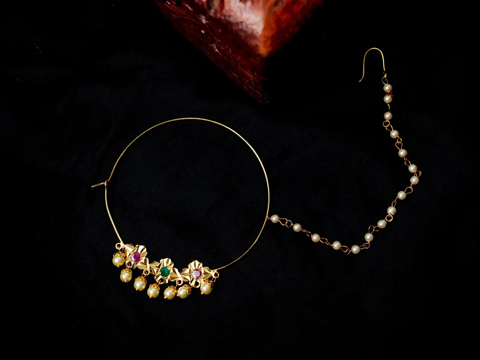 Buy Nizami Nath Online | 22K Gold Plated Traditional Jadau Nath – Royal & Elegant