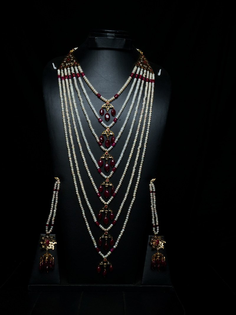 Hyderabadi  Satlada in Real Ruby and Real Pearls