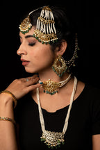 Kinza Bridal Set in Real Emerald and Pearls