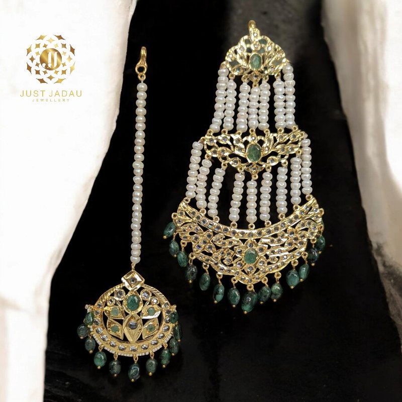 Daniya Bridal Set in Real emerald n Real Pearls