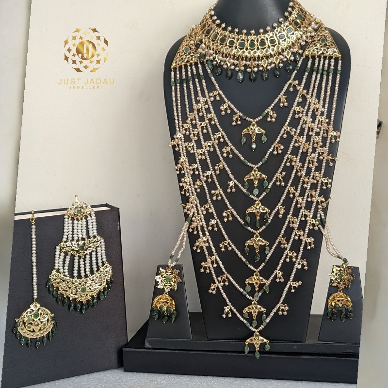 Daniya Bridal Set in Real emerald n Real Pearls