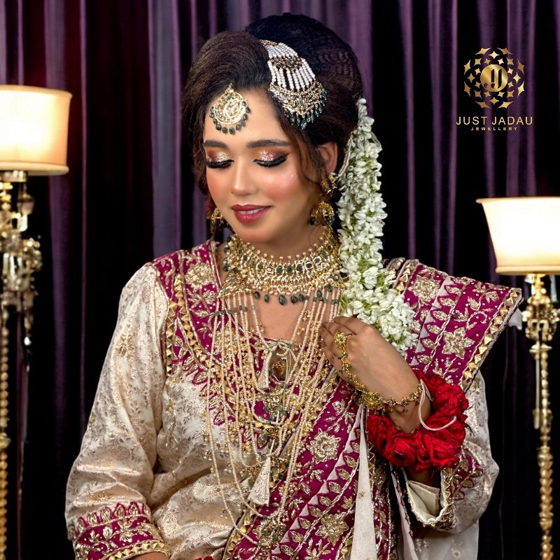 Daniya Bridal Set in Real emerald n Real Pearls