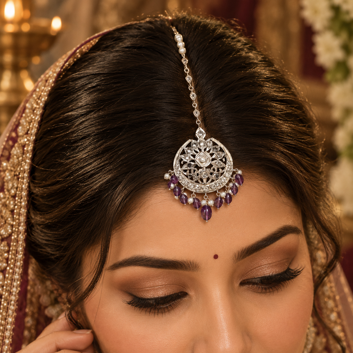 Jumaina Jadau Tika in Silver Amethyst
