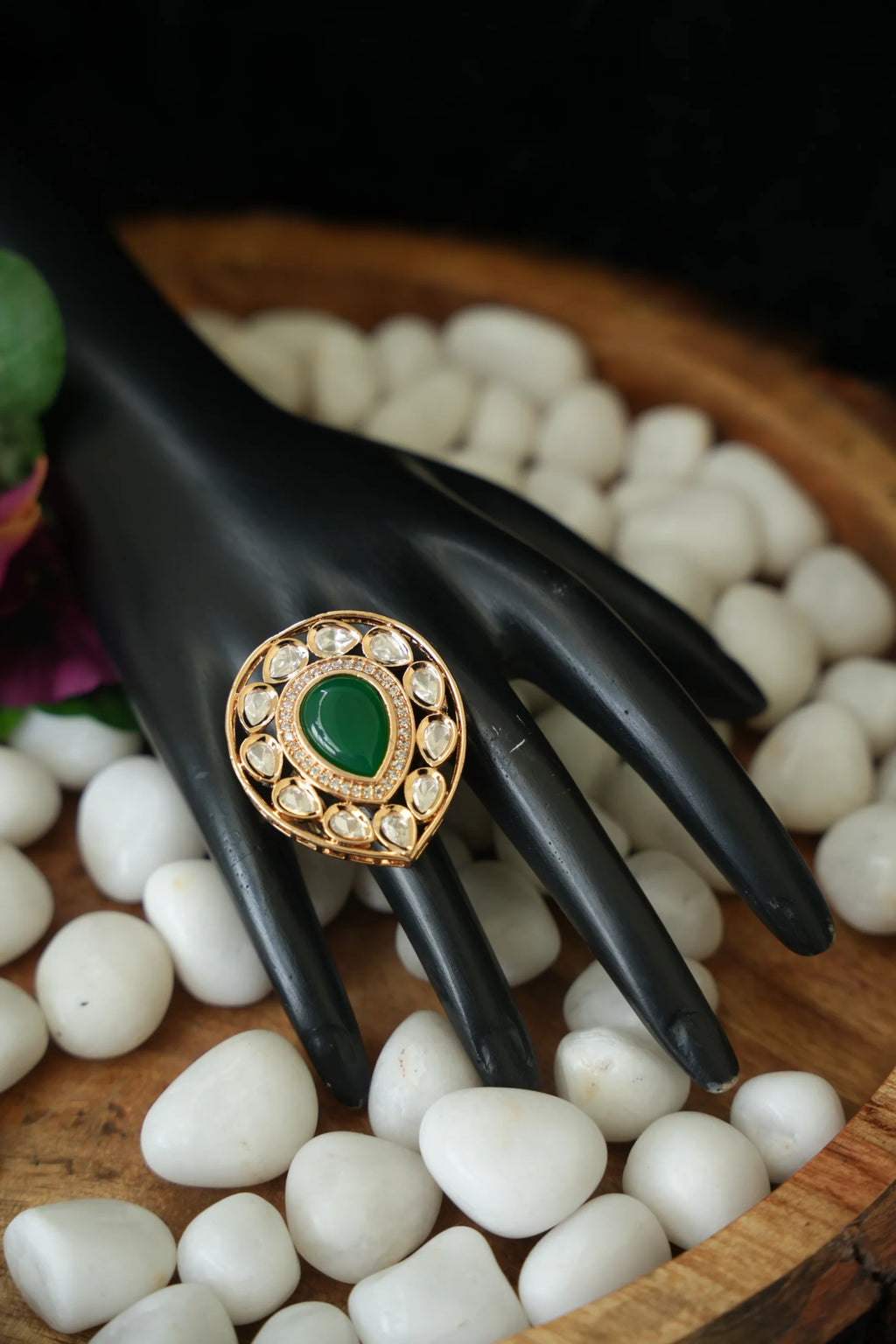 Farhana Real Kundan Finger Ring
