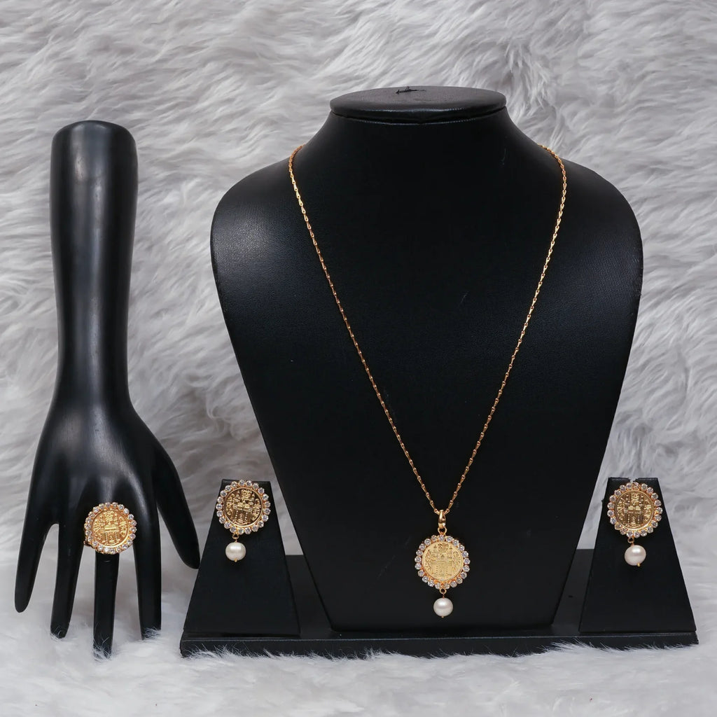 Fazlina Ashrafi Pendent Set With Real Perals