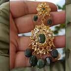 Hayat Earrings in Real Emerald & Moissanite
