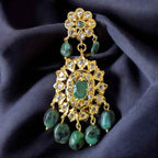 Hayat Earrings in Real Emerald & Moissanite