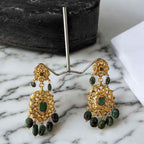 Hayat Earrings in Real Emerald & Moissanite