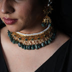 Hyderabadi Choker Set In Real Emerald