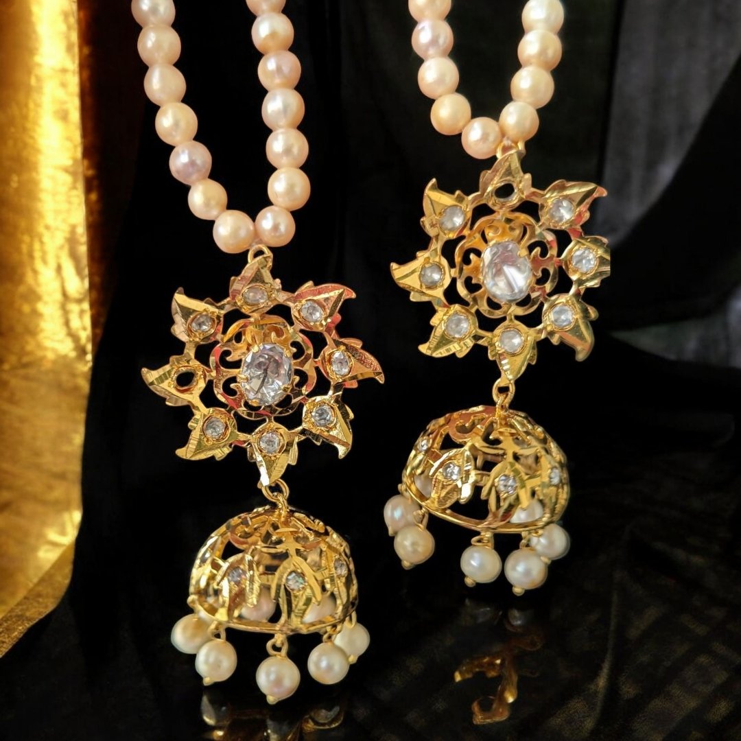 Hyderabadi Choker Set in Mossinite and real pearls