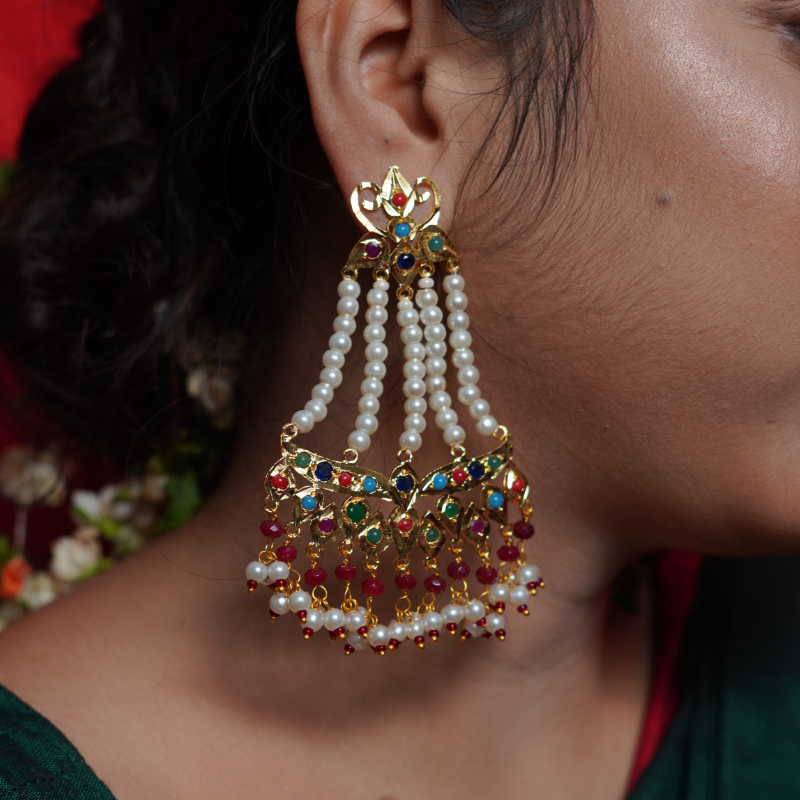 Mayel Jhumar Earrings (navratan)