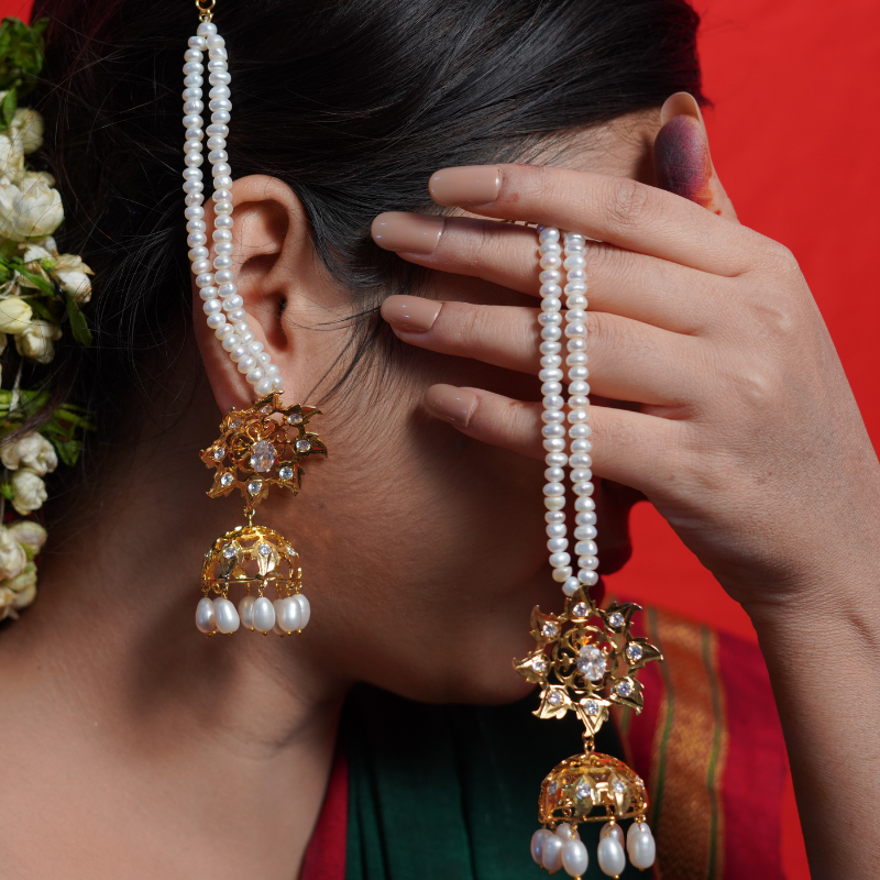 Karan Phool Jhumki in Real Pearls