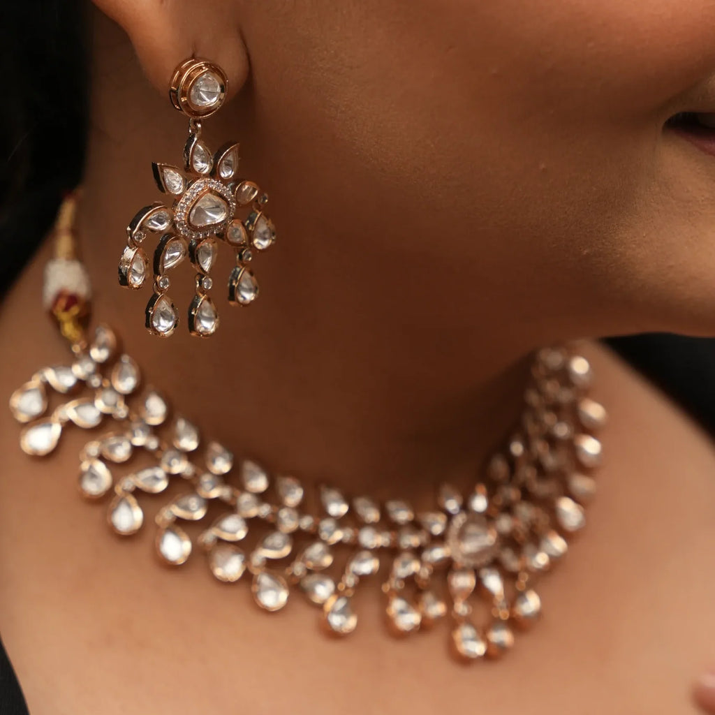 Jaanvi Necklace Set in Real Kundan