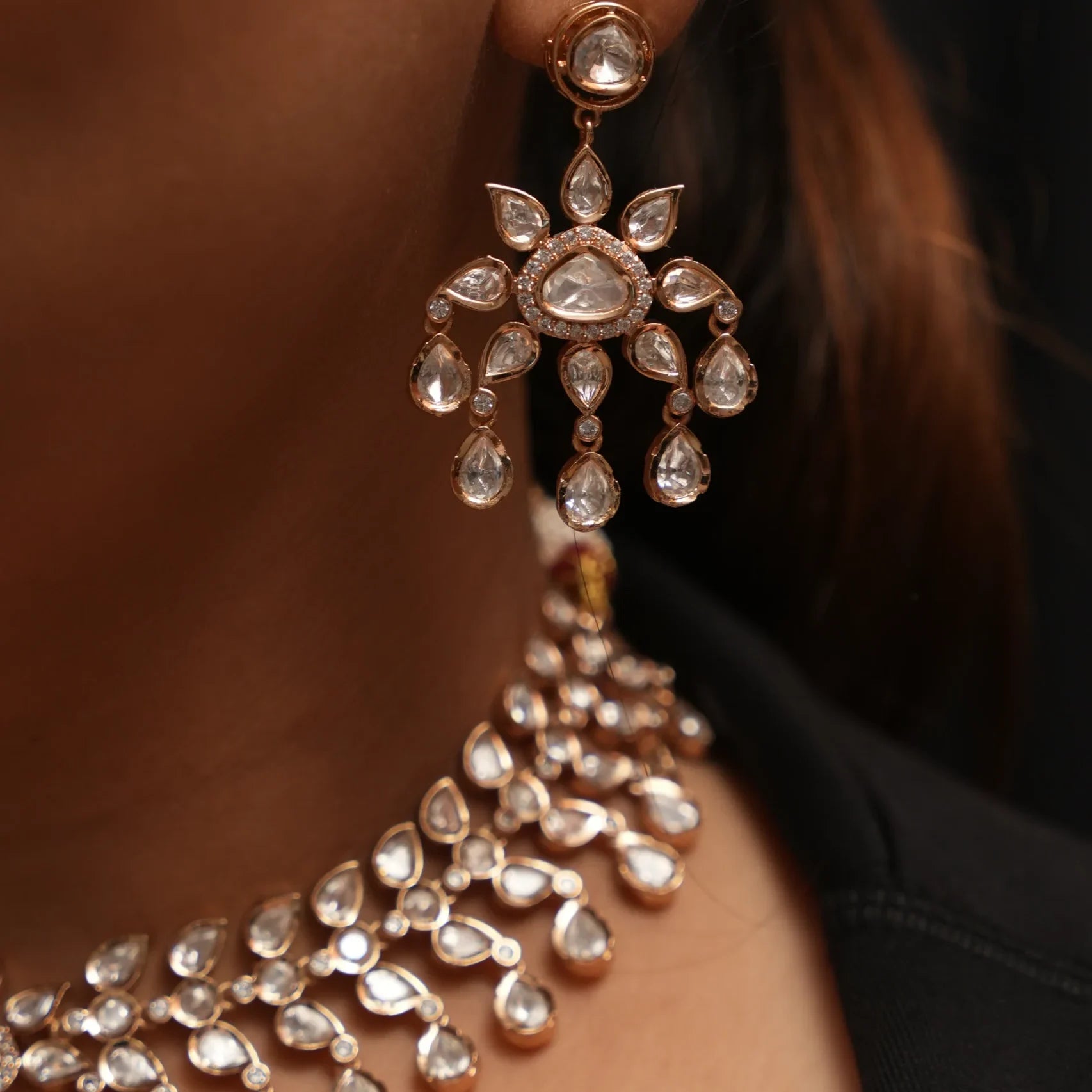 Jaanvi Necklace Set in Real Kundan