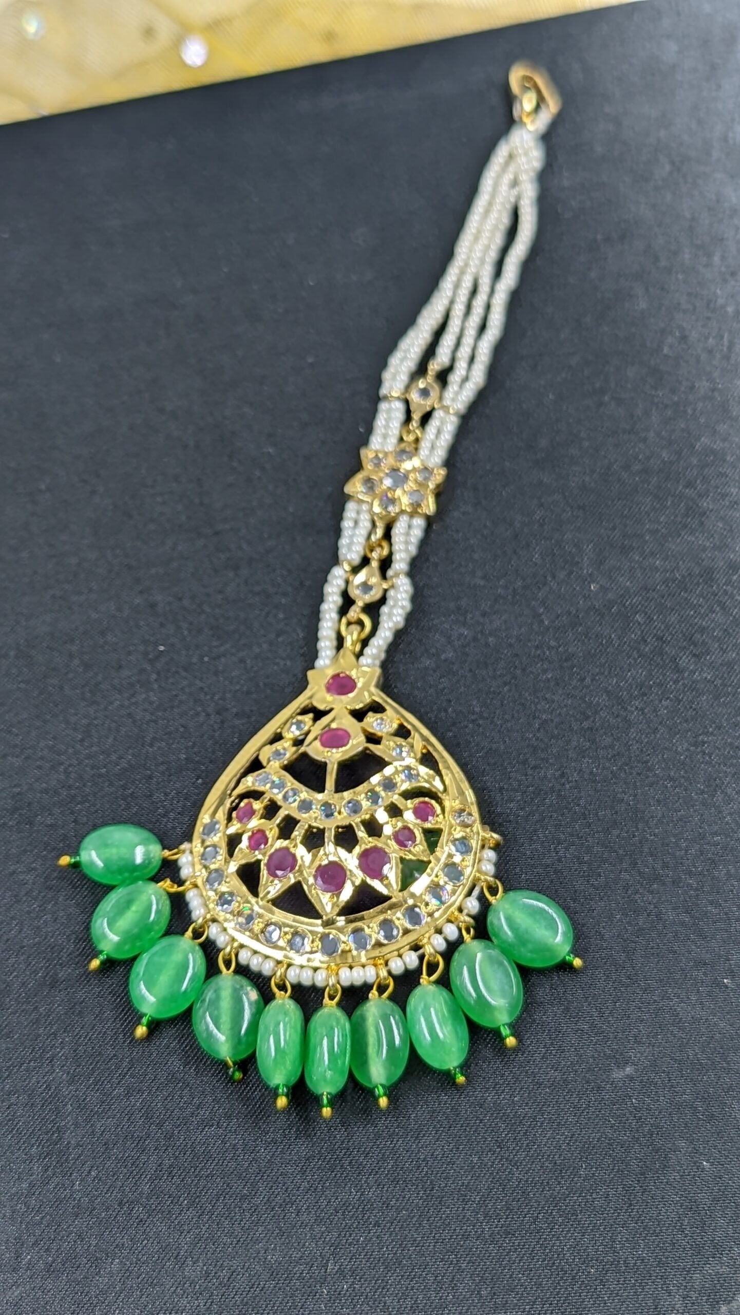 Kehkashan Bridal Set in Ruby- emerald