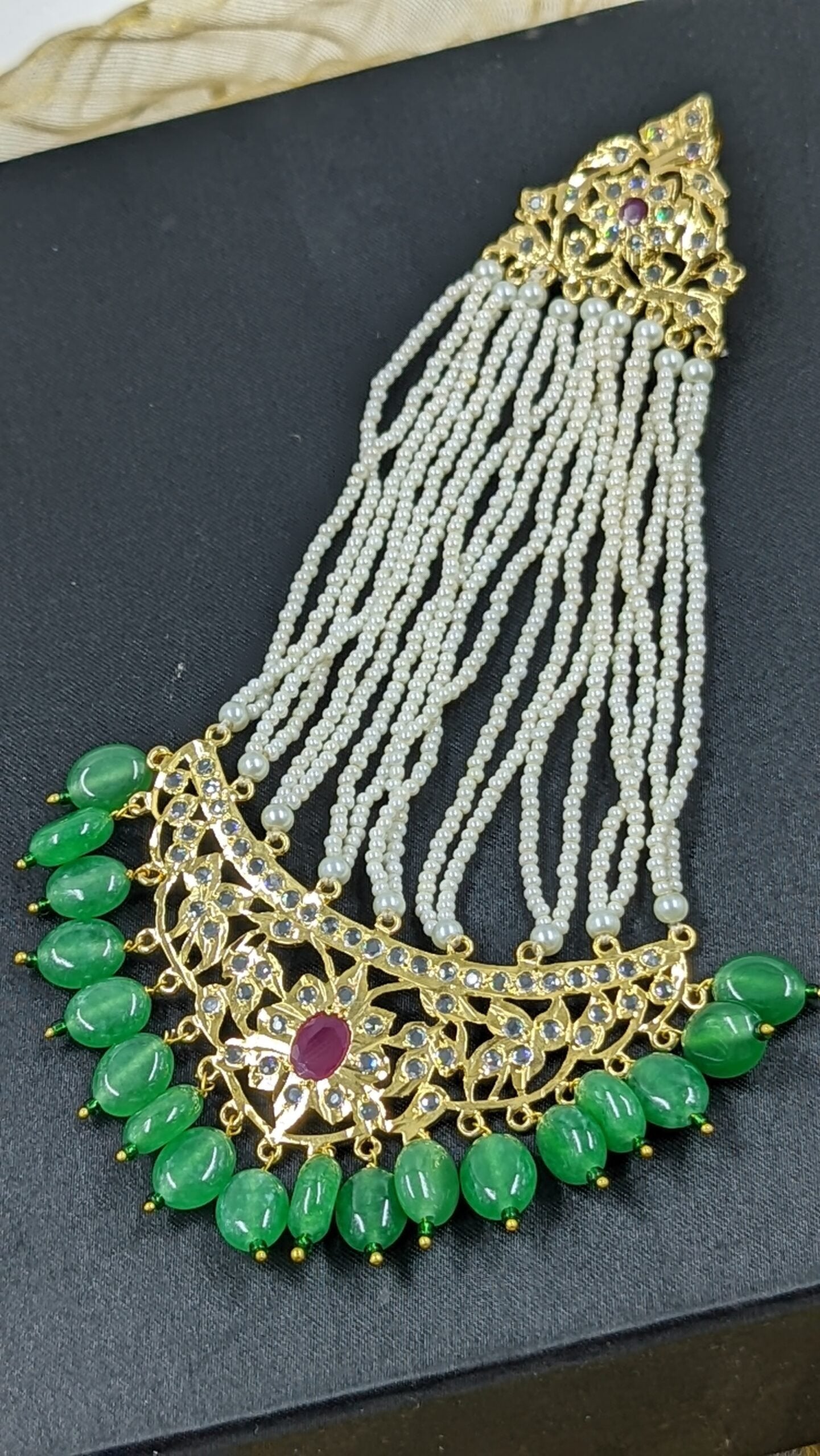 Kehkashan Bridal Set in Ruby- emerald