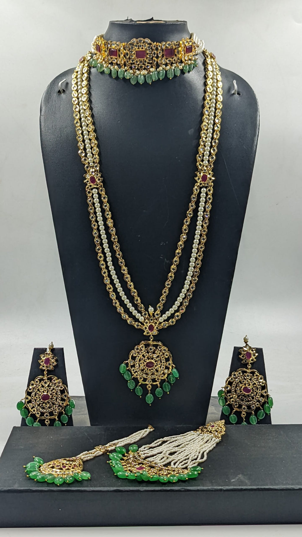 Kehkashan Bridal Set in Ruby- emerald