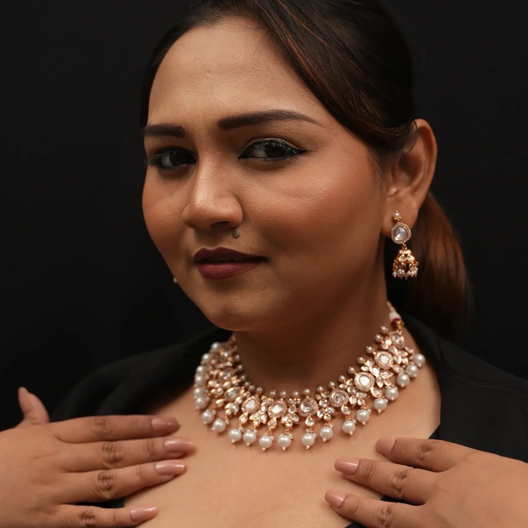 Maryam Necklace Set in Real Kundan