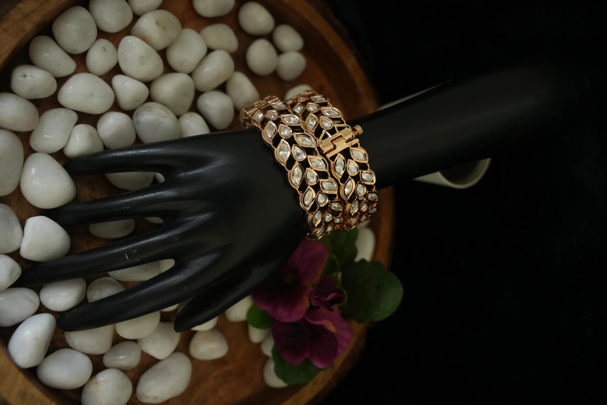 Maya Gold Plated Bangles with Real Kundans